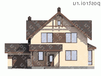 D-192-1P проект двухэтажного коттеджа из пенобетона с гаражом размером 11 на 15  - вид спереди