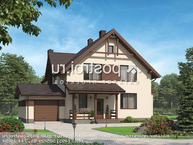 D-192-1P проект двухэтажного коттеджа из пенобетона с гаражом размером 11 на 15 