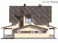 D-192-1P проект двухэтажного коттеджа из пенобетона с гаражом размером 11 на 15  - вид справа