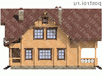 D-198-1D проект двухэтажного деревянного коттеджа из бревна размером 12 на 13  - вид слева