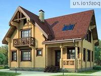 D-198-1D проект двухэтажного деревянного коттеджа из бревна размером 12 на 13 