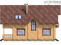 D-198-1D проект двухэтажного деревянного коттеджа из бревна размером 12 на 13  - вид справа