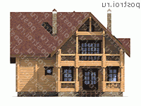 D-198-1D проект двухэтажного деревянного коттеджа из бревна размером 12 на 13  - вид сзади