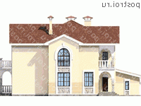 D-322-1K проект двухэтажного дома из кирпича с гаражом размером 22 на 17  - вид справа