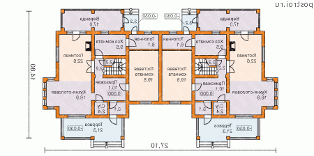 D-431-1P проект двухэтажного дома из газобетона размером 15 на 27 - 1-й этаж