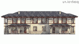 D-431-1P проект двухэтажного дома из газобетона размером 15 на 27 - вид спереди