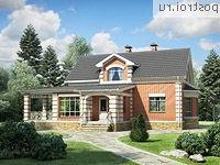 E-172-1K проект двухэтажного дома из кирпича с гаражом размером 15 на 15