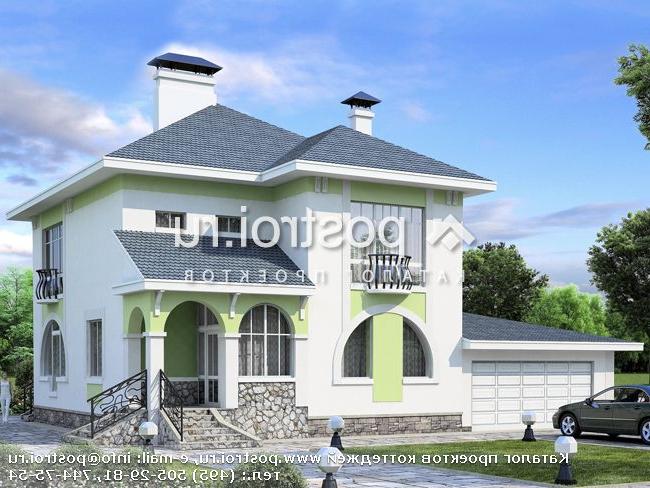 E-223-1P проект двухэтажного коттеджа из газобетона с гаражом размером 11 на 16 