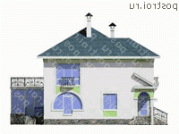 E-223-1P проект двухэтажного коттеджа из газобетона с гаражом размером 11 на 16  - вид справа