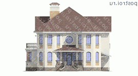 E-242-1K проект двухэтажного дома из кирпича размером 14 на 12  - вид спереди