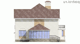 E-242-1K проект двухэтажного дома из кирпича размером 14 на 12  - вид сзади