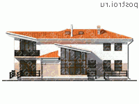E-250-1P проект двухэтажного коттеджа из пеноблоков с гаражом размером 19 на 21  - вид слева