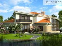 E-250-1P проект двухэтажного коттеджа из пеноблоков с гаражом размером 19 на 21 