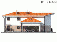 E-250-1P проект двухэтажного коттеджа из пеноблоков с гаражом размером 19 на 21  - вид справа