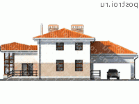 E-250-1P проект двухэтажного коттеджа из пеноблоков с гаражом размером 19 на 21  - вид сзади