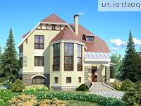 E-374-1K проект двухэтажного дома из кирпича с цоколем размером 16 на 16