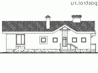 F-119-1P проект одноэтажного коттеджа из газобетона размером 12 на 14 - вид спереди F-119-1P проект одноэтажного коттеджа из газобетона размером 12 на 14 - вид спереди