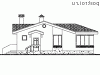 F-119-1P проект одноэтажного коттеджа из газобетона размером 12 на 14 - вид слева F-119-1P проект одноэтажного коттеджа из газобетона размером 12 на 14 - вид слева