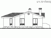 F-119-1P проект одноэтажного коттеджа из газобетона размером 12 на 14 - вид справа F-119-1P проект одноэтажного коттеджа из газобетона размером 12 на 14 - вид справа