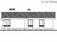 F-119-1P проект одноэтажного коттеджа из газобетона размером 12 на 14 - вид сзади F-119-1P проект одноэтажного коттеджа из газобетона размером 12 на 14 - вид сзади