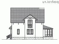 F-132-1P проект двухэтажного дома из газобетона с гаражом размером 10 на 9  - вид слева