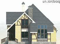 F-159-1P проект двухэтажного дома из пеноблоков размером 14 на 13  - вид спереди