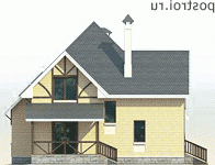 F-159-1P проект двухэтажного дома из пеноблоков размером 14 на 13  - вид сзади