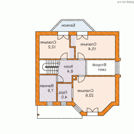 F-181-2P проект одноэтажного дома из пеноблоков с мансардой и гаражом размером 14 на 11  - мансарда