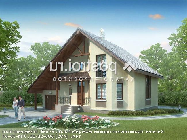 F-181-2P проект одноэтажного дома из пеноблоков с мансардой и гаражом размером 14 на 11 