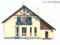 F-181-2P проект одноэтажного дома из пеноблоков с мансардой и гаражом размером 14 на 11  - вид сзади