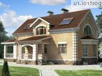 F-192-1K проект двухэтажного коттеджа из кирпича с цоколем размером 9 на 13