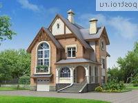 F-196-1P проект двухэтажного коттеджа из пенобетона с цоколем и мансардой и гаражом размером 11 на 10 