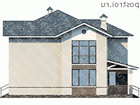 F-197-1P проект двухэтажного коттеджа из пенобетона размером 13 на 13  - вид слева