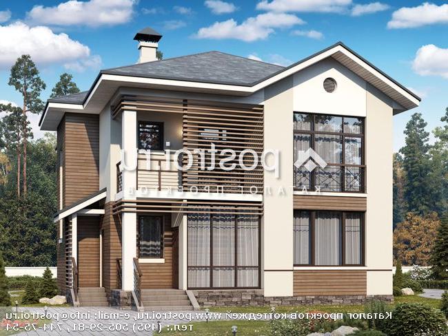F-197-1P проект двухэтажного коттеджа из пенобетона размером 13 на 13 
