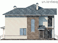 F-197-1P проект двухэтажного коттеджа из пенобетона размером 13 на 13  - вид справа