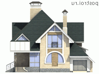 F-219-1P проект двухэтажного дома из пенобетона с гаражом размером 15 на 13 - вид спереди