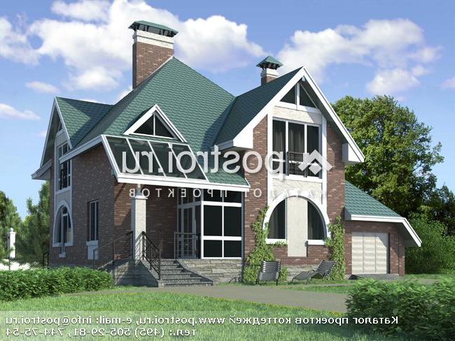 F-219-1P проект двухэтажного дома из пенобетона с гаражом размером 15 на 13