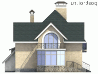 F-219-1P проект двухэтажного дома из пенобетона с гаражом размером 15 на 13 - вид сзади