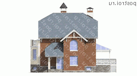 F-241-1P проект двухэтажного дома из газобетона с цоколем размером 14 на 11  - вид слева