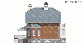 F-241-1P проект двухэтажного дома из газобетона с цоколем размером 14 на 11  - вид справа