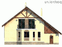 F-286-1P проект двухэтажного дома из пенобетона с цоколем и гаражом размером 11 на 14 - вид сзади F-286-1P проект двухэтажного дома из пенобетона с цоколем и гаражом размером 11 на 14 - вид сзади