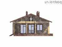 G-098-1D проект одноэтажного деревянного коттеджа из бруса размером 9 на 12  - вид слева