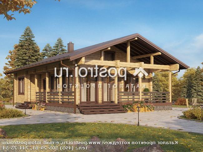 G-098-1D проект одноэтажного деревянного коттеджа из бруса размером 9 на 12 