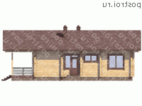 G-098-1D проект одноэтажного деревянного коттеджа из бруса размером 9 на 12  - вид сзади