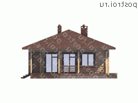 G-098-2D проект одноэтажного деревянного коттеджа из бруса размером 9 на 12 - вид слева G-098-2D проект одноэтажного деревянного коттеджа из бруса размером 9 на 12 - вид слева