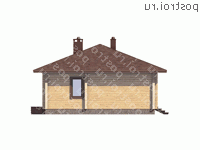 G-098-2D проект одноэтажного деревянного коттеджа из бруса размером 9 на 12 - вид справа G-098-2D проект одноэтажного деревянного коттеджа из бруса размером 9 на 12 - вид справа