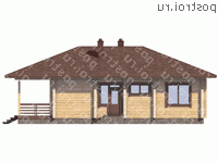 G-098-2D проект одноэтажного деревянного коттеджа из бруса размером 9 на 12 - вид сзади G-098-2D проект одноэтажного деревянного коттеджа из бруса размером 9 на 12 - вид сзади