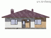 G-111-3P проект одноэтажного коттеджа из пенобетона размером 12 на 12  - вид спереди