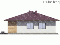 G-111-3P проект одноэтажного коттеджа из пенобетона размером 12 на 12  - вид слева