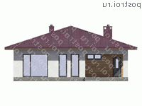 G-111-3P проект одноэтажного коттеджа из пенобетона размером 12 на 12  - вид сзади